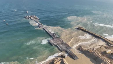 الرصيف العائم قبالة شواطئ غزة