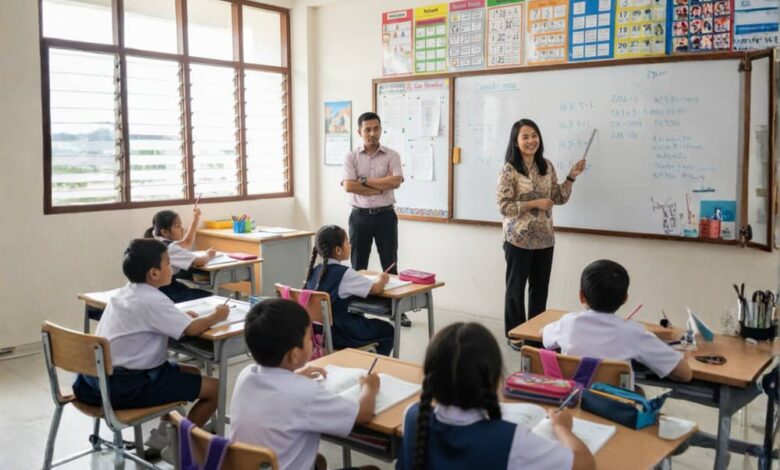 معلمان داخل فصل دراسي ضمن برنامج التدريب المدرسي في متليزيا 2027