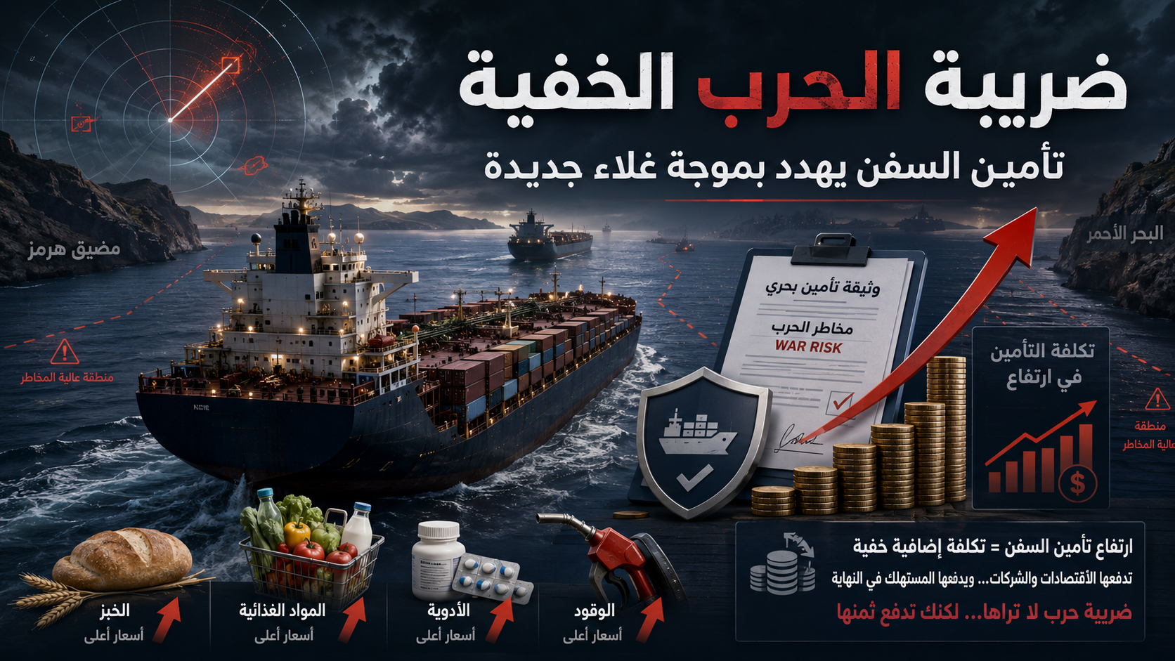 ضريبة الحرب الخفية تأمين السفن يهدد بموجة غلاء
